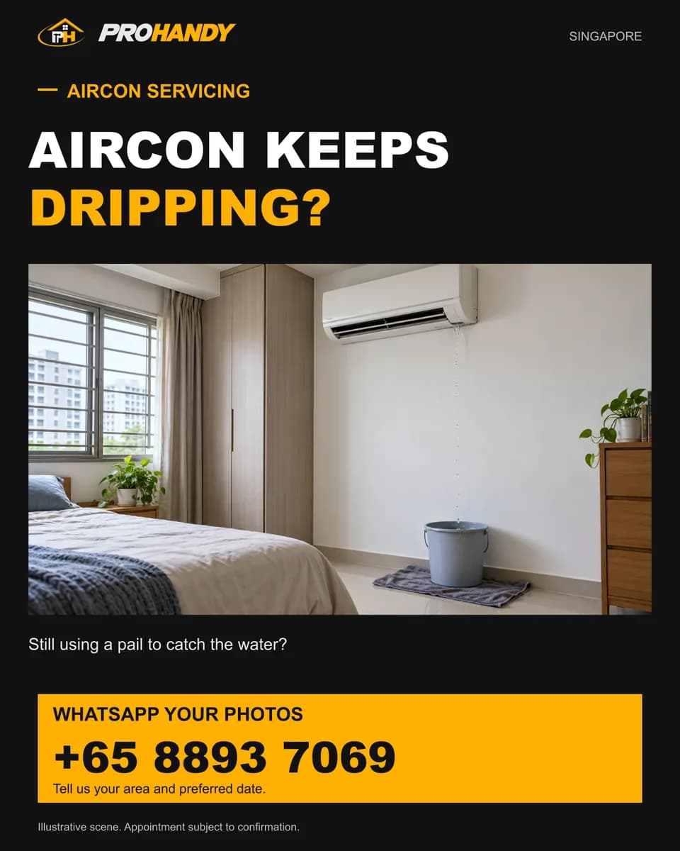 Illustration of a common home repair problem: aircon keeps dripping?
