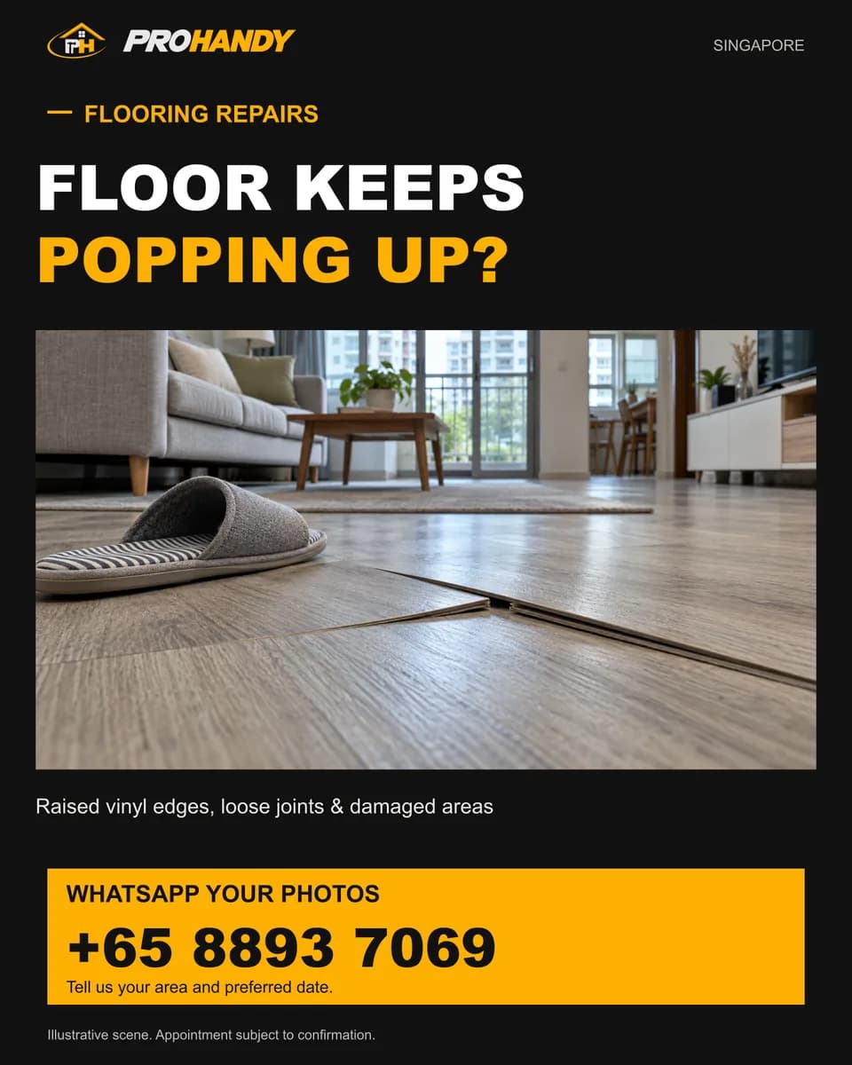 Illustration of a common home repair problem: floor keeps popping up?