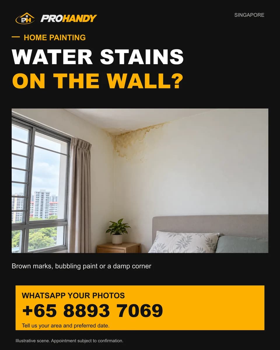 Illustration of a common home repair problem: water stains on the wall?