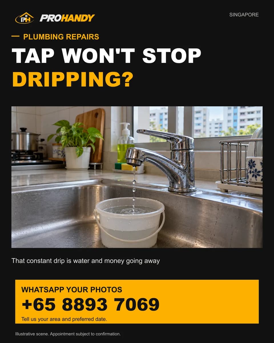 Illustration of a common home repair problem: tap won't stop dripping?